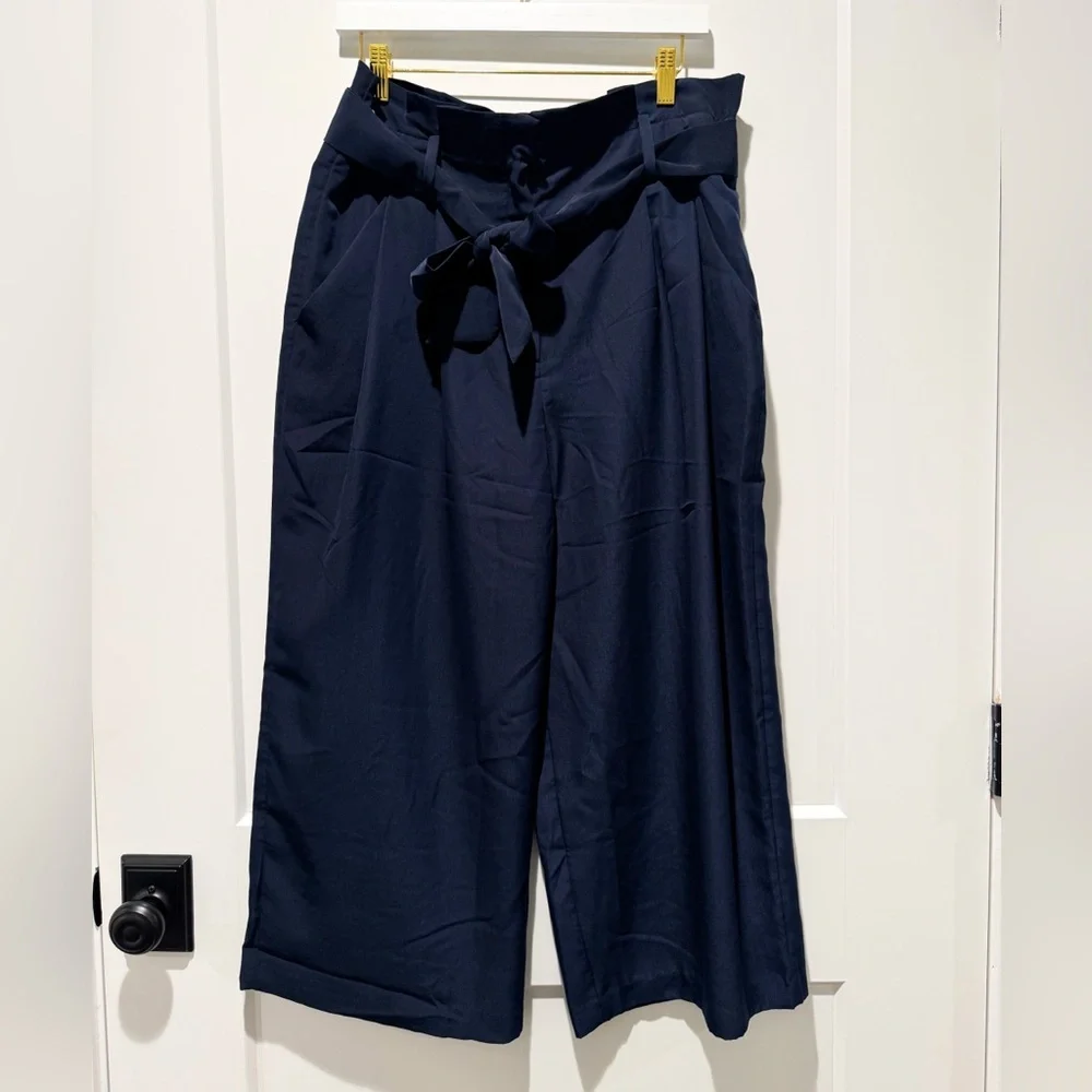 Michael Kors Navy blue belted wide leg pants